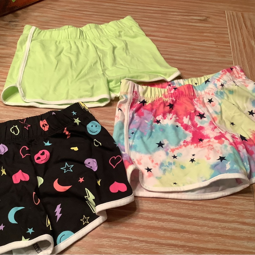 Kids Neon Green, Tie-Dye and Black Graphic Shorts - 3-Pack